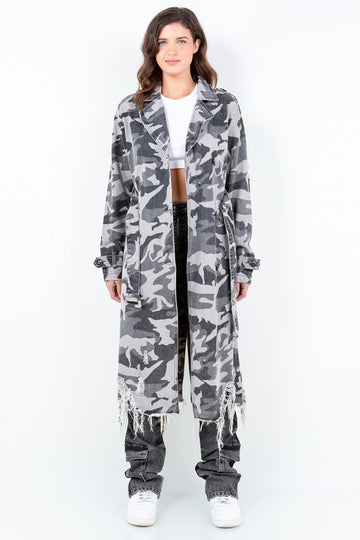 Oversized Hooded Long Denim Jacket AMERICAN BAZI