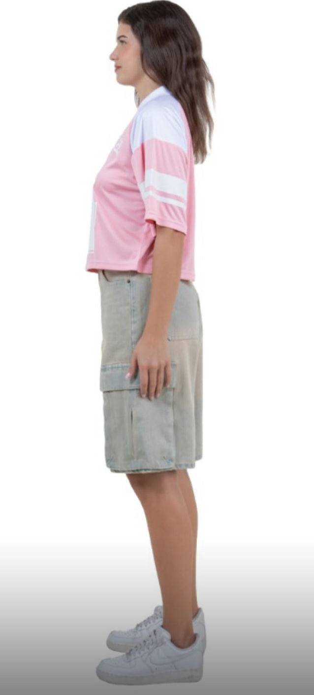 Cropped Athletic Varsity Jersey Top