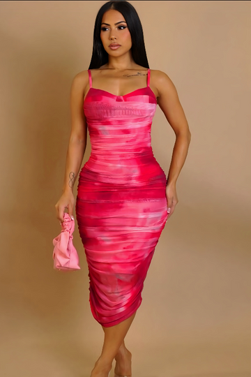 Mid Length Bodycon Dress with Spaghetti Strap