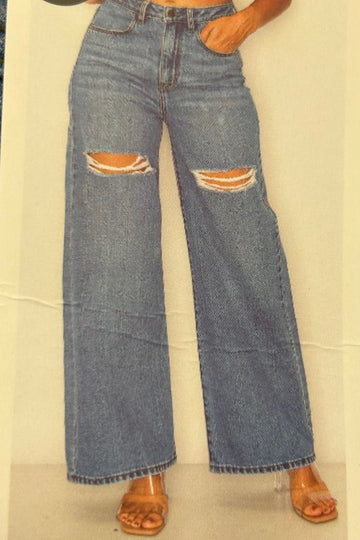 Destructed Wide Leg Jean