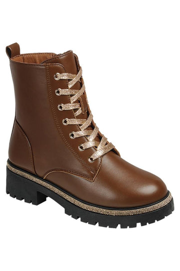Rhinestone Trimmed Combat Boot