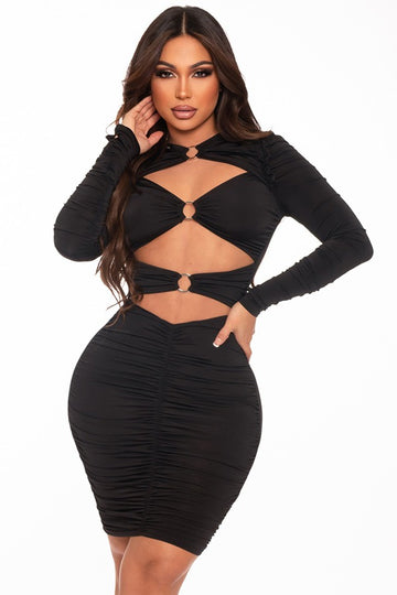 Long Sleeve Dress With Cutouts