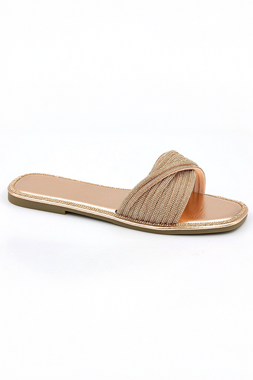Braided Crystal Strappy Sandals