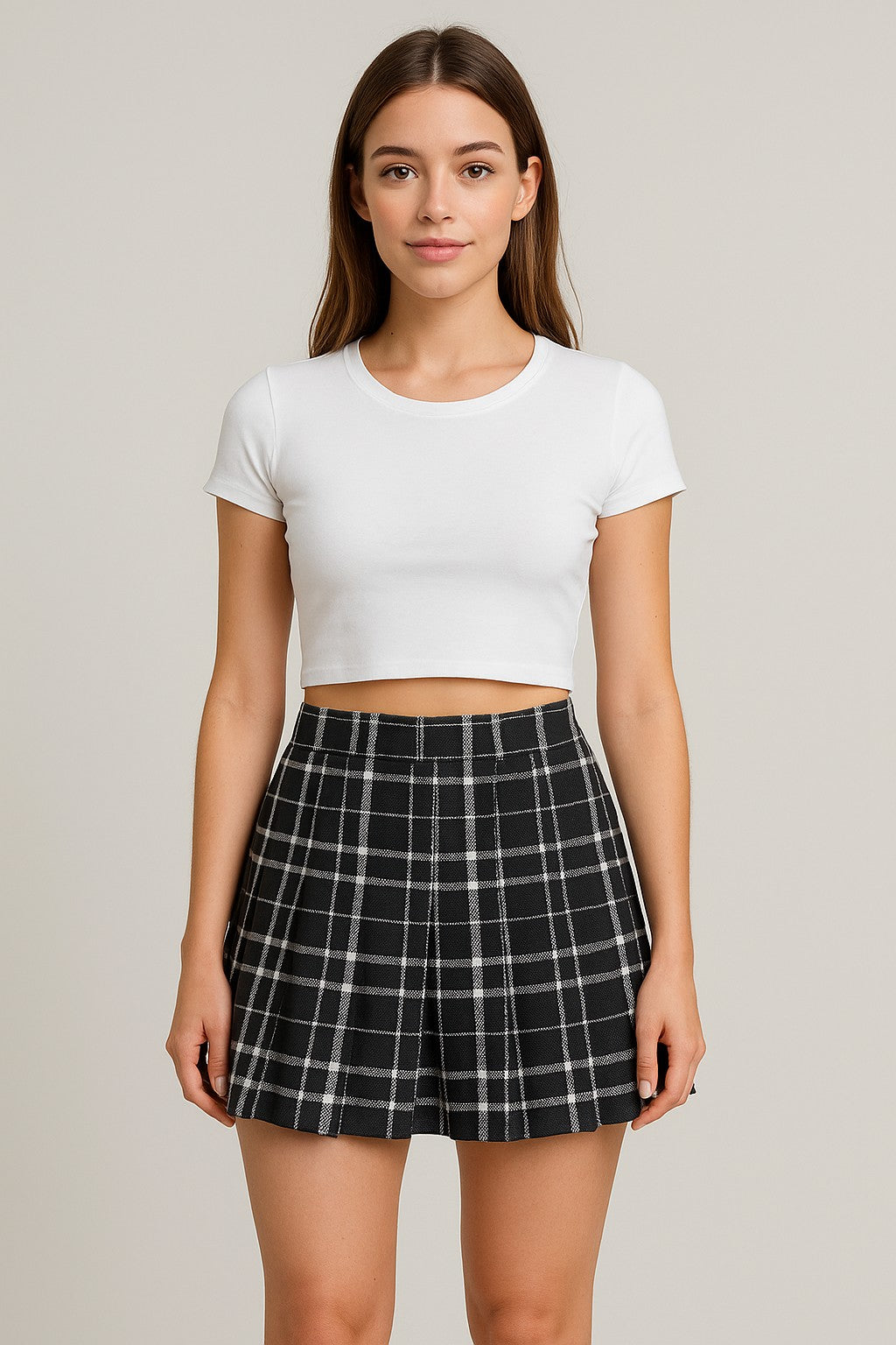 Pleated Printed Skort