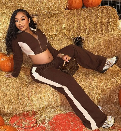 Contrast Lounge Pant and Jacket Set