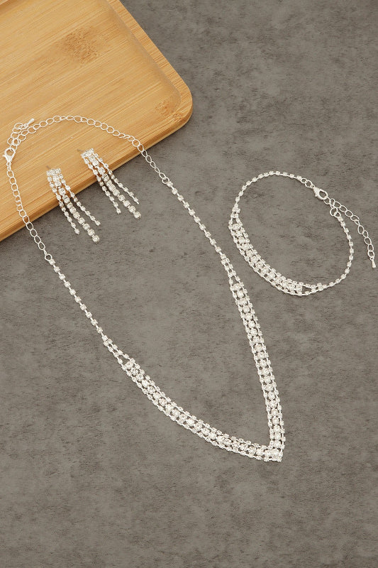 Rhinestone V Shaped 3 pcs Necklace Set