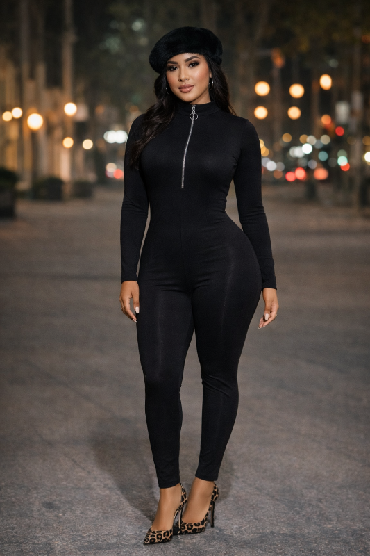 Unleash your boldest self in this Essential Zip Ring Jumpsuit—a fearless one-piece that commands  