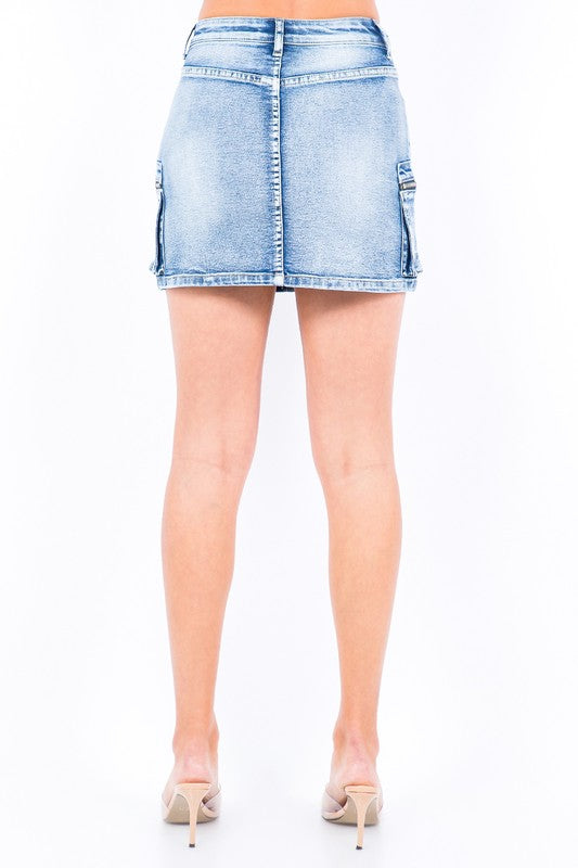 Acid Slim Cargo Mini Skirt