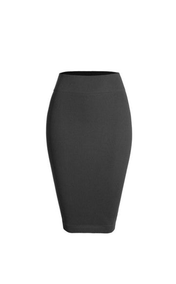 Ribbed High-Waist Band Skirt DYNAMIC FASHION