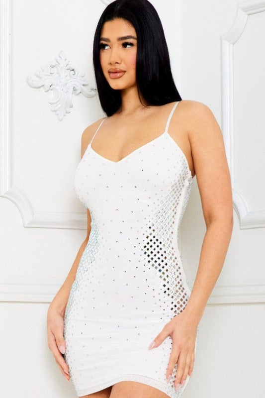 Rhinestone Detailed Bodycon Mini Dress