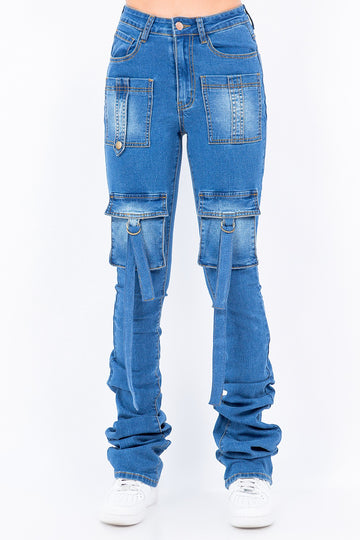 Multi Pocket Stacked Denim Jeans