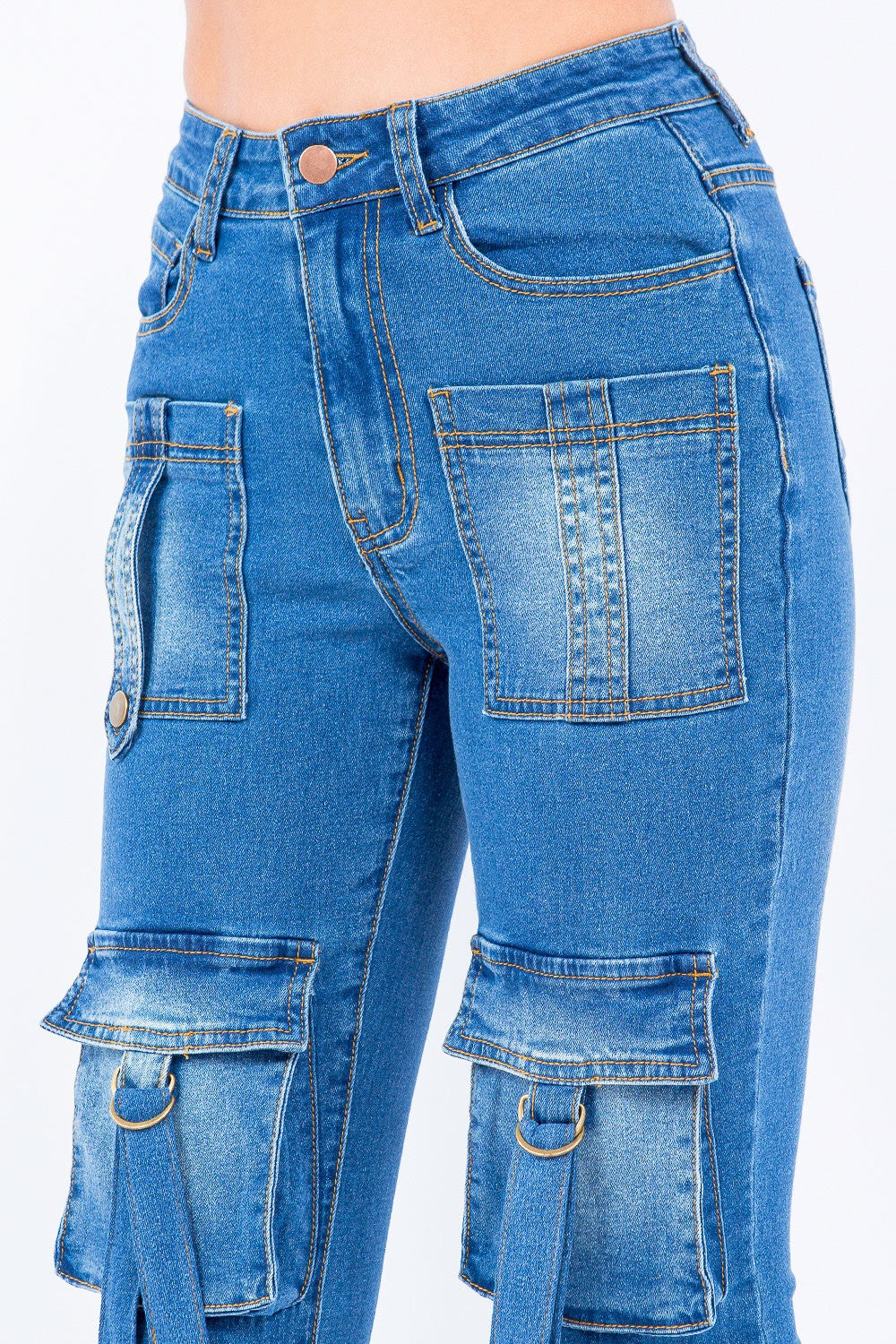 Multi Pocket Stacked Denim Jeans