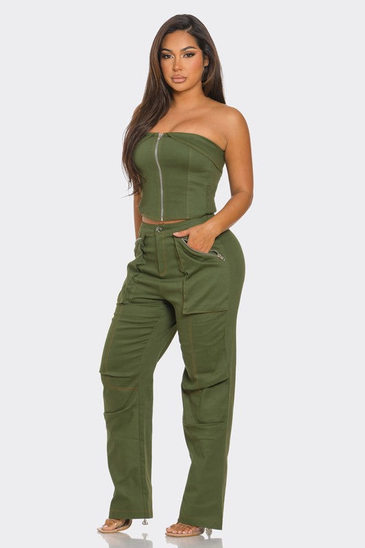 Cargo Pant and Spaghetti Strap Top