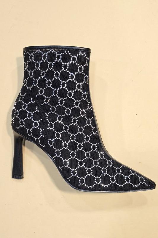 Rhinestone Mesh Bootie