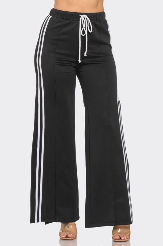 Side Slit Two Stripes Flare Pants JULIA