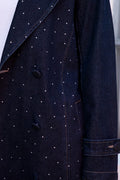 Rhinestone Detailed Denim Trench Coat 26 INTERNATIONAL