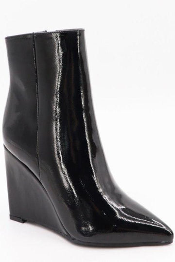 Patent Wedge Heel Bootie