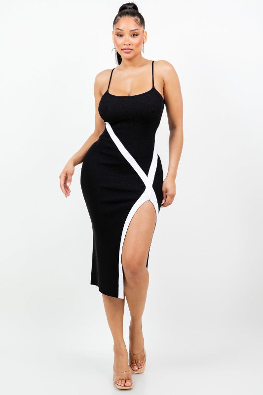 Tank Top Midi Dress with High Slit