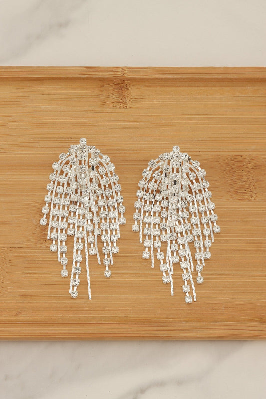 Long Multi-Strand Rhinestone Fringe Earring