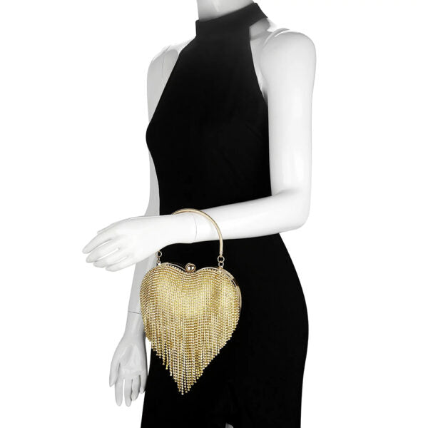 Rhinestone Icing Heart Shaped Clutch