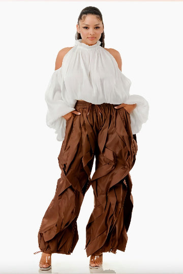 Wide Leg Dramatic Ruffle Jogger