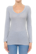 Long Sleeve V Neck Top AMBIANCE APPAREL