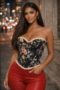 Unleash your inner confidence with this striking floral bustier corset. 