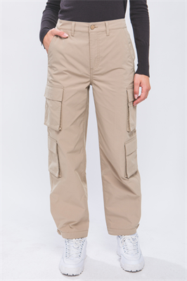 Multiple Pocket Snap Button Hem Casual Cargo Pants