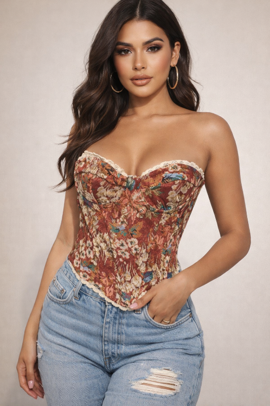 The Bloomline Corset commands attention with its bold silhouette and unapologetic design. 