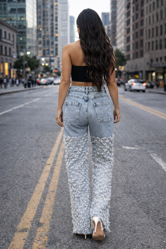 Urban Fringe Denim pushes boundaries with an edgy silhouette that refuses to play it safe. 