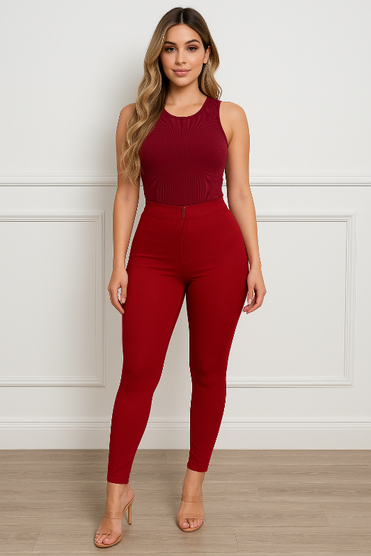 Elevate your style with these chic Shiny High Waist Leggings with Zipper from Got the Look. 