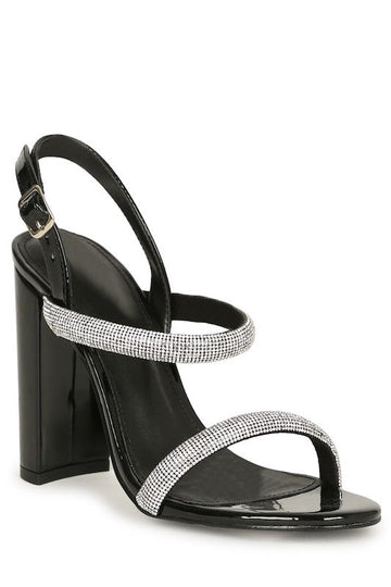 Rhinestone Chunky Heel Sandals DDK FOOTWEAR