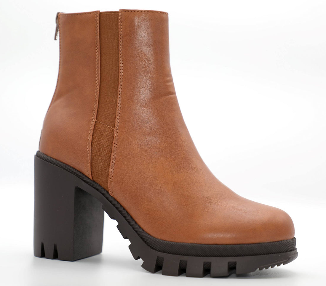 Lug Sole Chunky Heel Ankle Bootie
