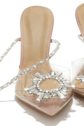 Pointed Toe Upper Rhinestone Buckle Heel OLI J INC