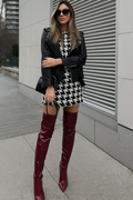 - Faux Patent- Over the Knee Thigh High Boots- Pointy Toe- Sock-Like Fit- 