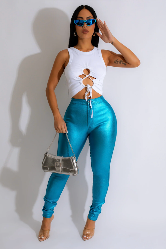 Metallic Skinny Pants JC & JQ INC