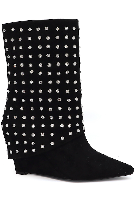 Fold Over Rhinestone Boot YOKI SHOES