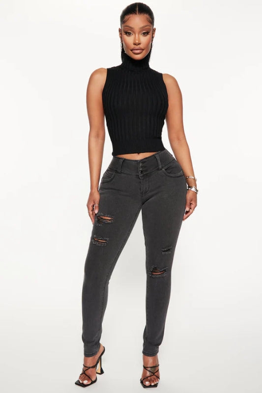 Turtle Neck Sleveless Sweater Top