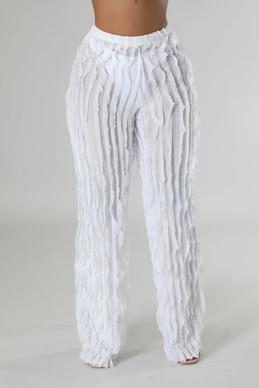 Sheer Ruffle Detail Pants