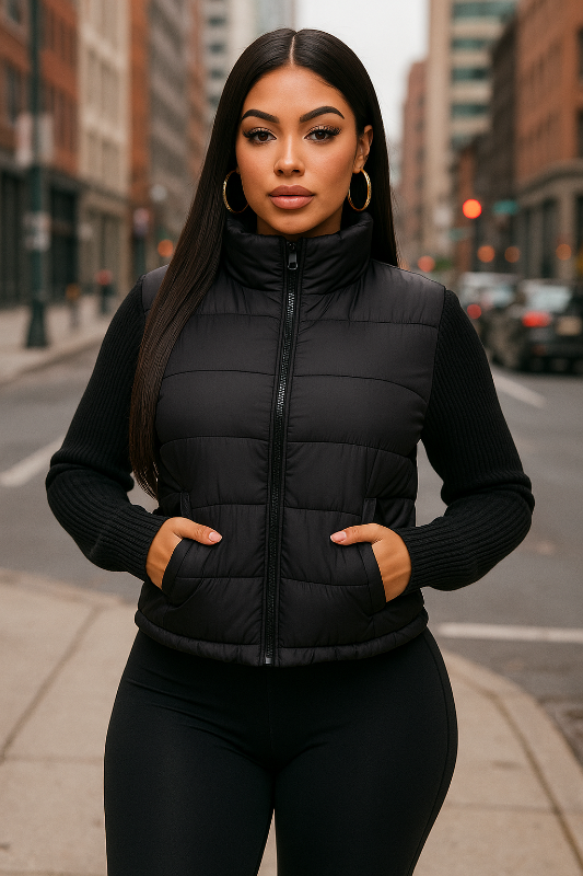 Knit Sleeve Padded Jacket