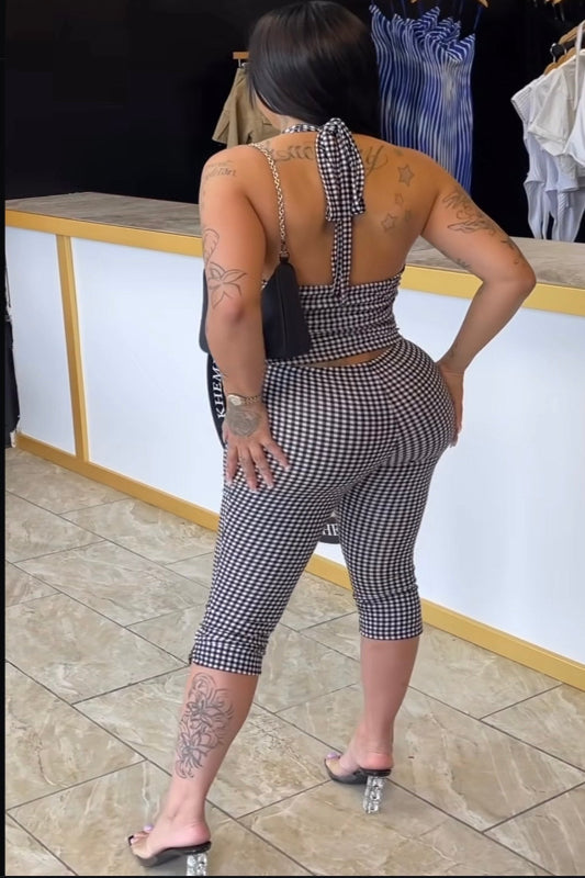 Halter Top and Capri Checkered Set