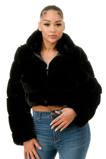 L/S Fur Jacket with High Collar 36 POINT 5