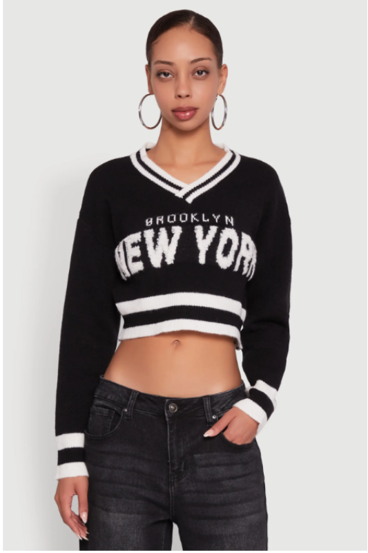Graphic Cropped Sweater