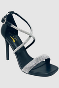 Rhinestone Strappy Square Toe Heel ELEGANCE FOOTWEAR