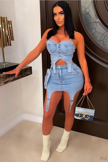 Sexy Denim Skirt Set