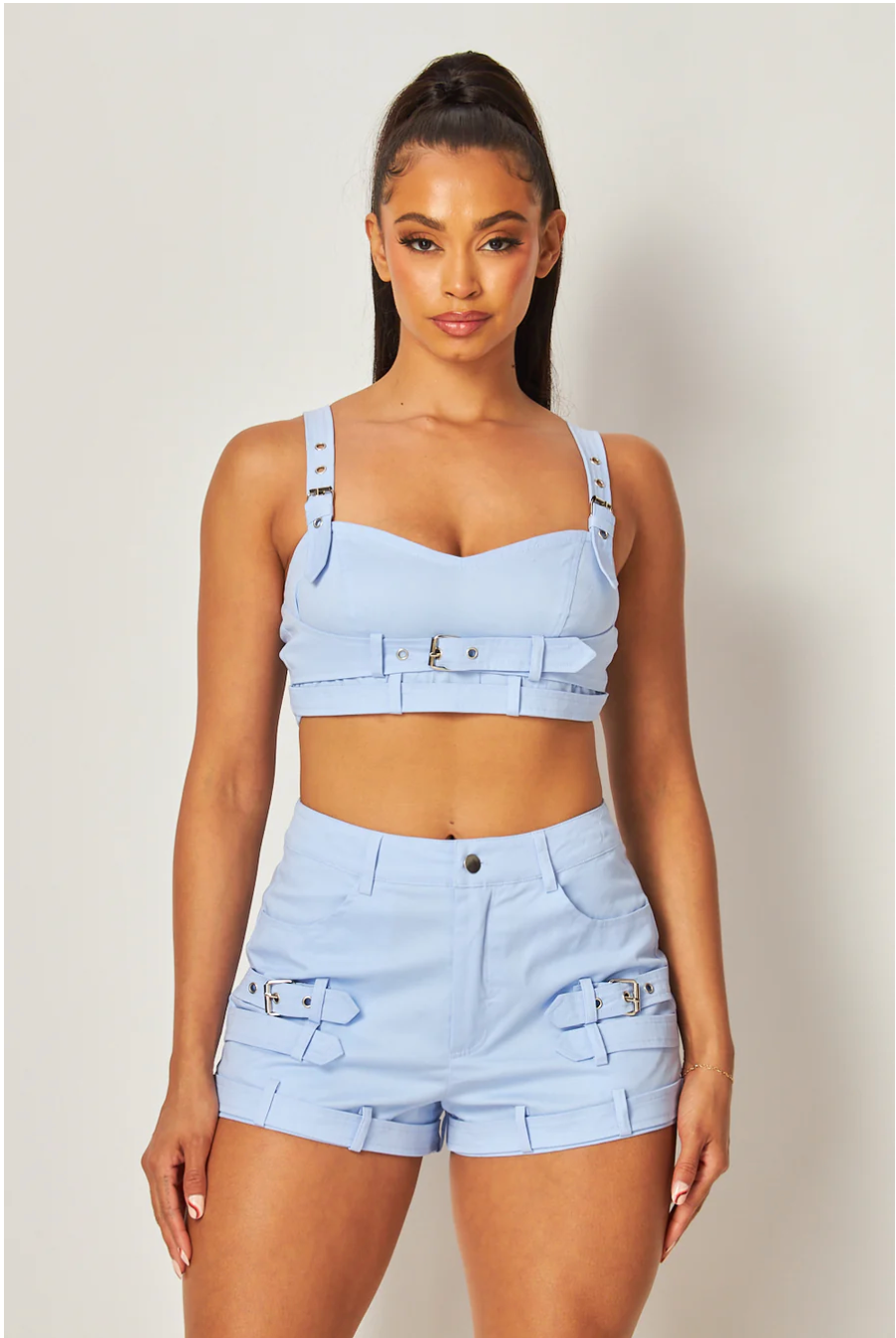 Mariana Buckle Detail Crop Tank Top and Short Set