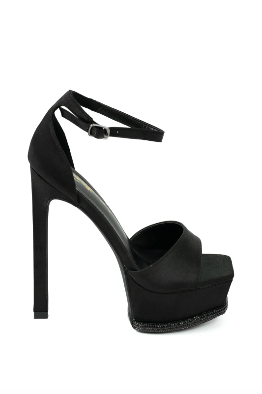 Rhinestone Trim Platform Heel with Ankle Strap DDK FOOTWEAR