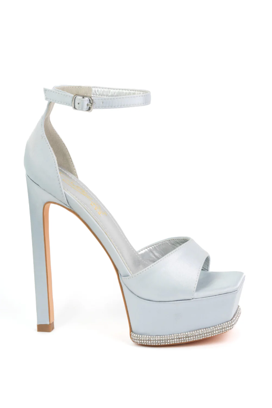 Rhinestone Trim Platform Heel with Ankle Strap DDK FOOTWEAR