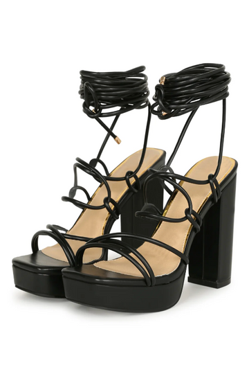 Lace Up Platform with Thick Heel