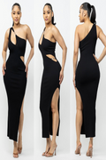 Single Shoulder Side Slit Dress HERA COLLECTION